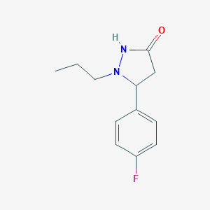 molecular formula C12H15FN2O B159096 5-(4-Fluorophenyl)-1-propylpyrazolidin-3-one CAS No. 131960-05-9