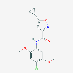 molecular formula C15H15ClN2O4 B159115 N-(4-chloro-2,5-dimethoxyphenyl)-5-cyclopropyl-3-isoxazolecarboxamide CAS No. 912798-42-6