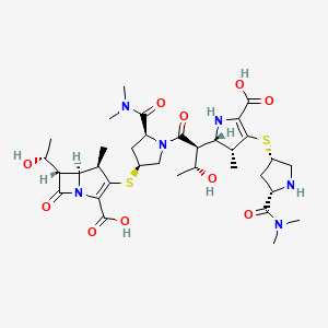 B1591160 (4R,5S,6S)-3-[(3S,5S)-1-[(2S,3R)-2-[(2S,3R)-5-Carboxy-4-[(3S,5S)-5-(dimethylcarbamoyl)pyrrolidin-3-yl]sulfanyl-3-methyl-2,3-dihydro-1H-pyrrol-2-yl]-3-hydroxybutanoyl]-5-(dimethylcarbamoyl)pyrrolidin-3-yl]sulfanyl-6-[(1R)-1-hydroxyethyl]-4-methyl-7-oxo-1-azabicyclo[3.2.0]hept-2-ene-2-carboxylic acid CAS No. 166901-45-7