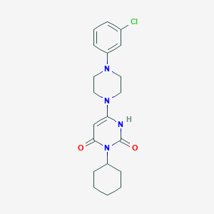 molecular formula C20H25ClN4O2 B159121 6-[4-(3-chlorophenyl)-1-piperazinyl]-3-cyclohexyl-1H-pyrimidine-2,4-dione CAS No. 863588-32-3