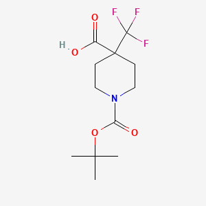 molecular formula C12H18F3NO4 B1591330 1-(tert-Butoxycarbonyl)-4-(trifluoromethyl)piperidine-4-carboxylic Acid CAS No. 495415-51-5