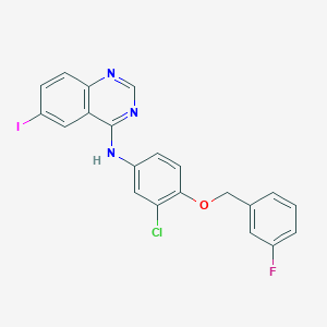 molecular formula C21H14ClFIN3O B159137 N-[3-Chloro-4-(3-fluorobenzyloxy)phenyl]-6-iodoquinazolin-4-amine CAS No. 231278-20-9