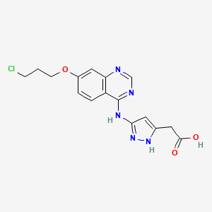 molecular formula C16H16ClN5O3 B1591379 2-(5-((7-(3-Chloropropoxy)quinazolin-4-yl)amino)-1H-pyrazol-3-yl)acetic acid CAS No. 557770-91-9