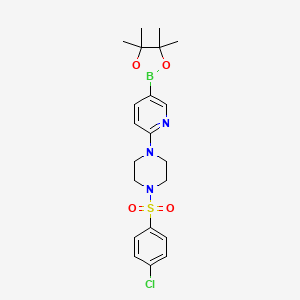 molecular formula C21H27BClN3O4S B1591409 1-((4-Chlorophenyl)sulfonyl)-4-(5-(4,4,5,5-tetramethyl-1,3,2-dioxaborolan-2-yl)pyridin-2-yl)piperazine CAS No. 1073354-20-7