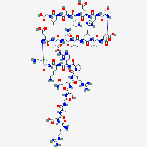 molecular formula C117H199N41O41 B1591451 Glycine, L-arginyl-L-alpha-aspartyl-L-alanylglycyl-L-seryl-L-glutaminyl-L-arginyl-L-prolyl-L-arginyl-L-lysyl-L-lysyl-L-alpha-glutamyl-L-alpha-aspartyl-L-asparaginyl-L-valyl-L-leucyl-L-valyl-L-alpha-glutamyl-L-seryl-L-histidyl-L-alpha-glutamyl-L-lysyl-L-seryl-L-leucyl- CAS No. 64421-69-8