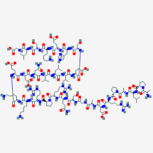 molecular formula C139H234N46O46 B1591625 (4S)-4-[[(2S)-6-amino-2-[[(2S)-6-amino-2-[[(2S)-2-[[(2S)-1-[(2S)-2-[[(2S)-5-amino-2-[[(2S)-2-[[2-[[(2S)-2-[[(2S)-2-[[(2S)-2-[[(2S)-1-[(2S)-2-[[(2S)-2-[[(2S)-1-[(2S)-2-aminopropanoyl]pyrrolidine-2-carbonyl]amino]-4-methylpentanoyl]amino]propanoyl]pyrrolidine-2-carbonyl]amino]-5-carbamimidamidopentanoyl]amino]-3-carboxypropanoyl]amino]propanoyl]amino]acetyl]amino]-3-hydroxypropanoyl]amino]-5-oxopentanoyl]amino]-5-carbamimidamidopentanoyl]pyrrolidine-2-carbonyl]amino]-5-carbamimidamidopentanoyl]amino]hexanoyl]amino]hexanoyl]amino]-5-[[(2S)-1-[[(2S)-4-amino-1-[[(2S)-1-[[(2S)-1-[[(2S)-1-[[(2S)-1-[[(2S)-1-[[(2S)-1-[[(2S)-1-[[(2S)-6-amino-1-[[(2S)-1-[[(2S)-1-(carboxymethylamino)-4-methyl-1-oxopentan-2-yl]amino]-3-hydroxy-1-oxopropan-2-yl]amino]-1-oxohexan-2-yl]amino]-4-carboxy-1-oxobutan-2-yl]amino]-3-(1H-imidazol-4-yl)-1-oxopropan-2-yl]amino]-3-hydroxy-1-oxopropan-2-yl]amino]-4-carboxy-1-oxobutan-2-yl]amino]-3-methyl-1-oxobutan-2-yl]amino]-4-methyl-1-oxopentan-2-yl]amino]-3-methyl-1-oxobutan-2-yl]amino]-1,4-dioxobutan-2-yl]amino]-3-carboxy-1-oxopropan-2-yl]amino]-5-oxopentanoic acid CAS No. 79804-72-1