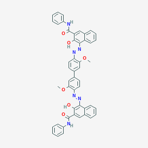 molecular formula C48H36N6O6 B159167 2-Naphthalenecarboxamide, 4,4'-[(3,3'-dimethoxy[1,1'-biphenyl]-4,4'-diyl)bis(azo)]bis[3-hydroxy-N-phenyl- CAS No. 10127-03-4
