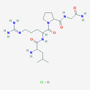 molecular formula C19H37ClN8O4 B1591755 1-[2-[(2-Amino-4-methylpentanoyl)amino]-5-(diaminomethylideneamino)pentanoyl]-N-(2-amino-2-oxoethyl)pyrrolidine-2-carboxamide;hydrochloride CAS No. 75690-75-4