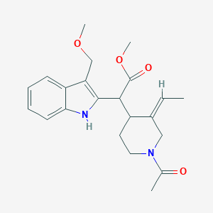 molecular formula C22H28N2O4 B159198 methyl 2-[(3Z)-1-acetyl-3-ethylidenepiperidin-4-yl]-2-[3-(methoxymethyl)-1H-indol-2-yl]acetate CAS No. 1850-26-6