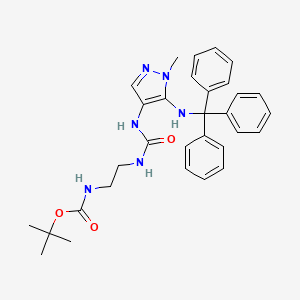 molecular formula C31H36N6O3 B1592414 2-Methyl-3-tritylamino-4-[(2-N-bocamino)ethylaminoacarbonyl]amino-2H-pyrazole CAS No. 689293-69-4