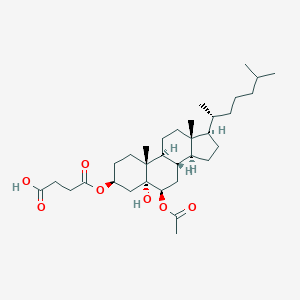 molecular formula C33H54O7 B159262 4-[[(3S,5R,6R,8S,9S,10R,13R,14S,17R)-6-acetyloxy-5-hydroxy-10,13-dimethyl-17-[(2R)-6-methylheptan-2-yl]-1,2,3,4,6,7,8,9,11,12,14,15,16,17-tetradecahydrocyclopenta[a]phenanthren-3-yl]oxy]-4-oxobutanoic acid CAS No. 10157-96-7