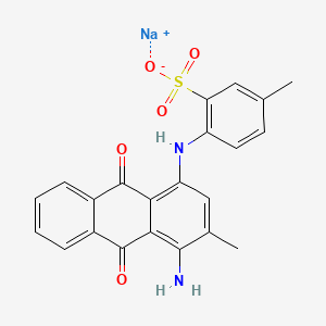 molecular formula C22H17N2NaO5S B1592756 Benzenesulfonic acid, 2-[(4-amino-9,10-dihydro-3-methyl-9,10-dioxo-1-anthracenyl)amino]-5-methyl-, monosodium salt CAS No. 4403-89-8