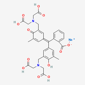 molecular formula C32H31N2NaO12 B1592986 Sodium;2-[[3-[[bis(carboxymethyl)amino]methyl]-4-hydroxy-5-methylphenyl]-[3-[[bis(carboxymethyl)amino]methyl]-5-methyl-4-oxocyclohexa-2,5-dien-1-ylidene]methyl]benzoate CAS No. 94442-10-1