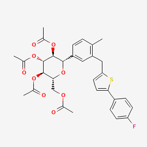 molecular formula C32H33FO9S B1593071 (2R,3R,4R,5S,6S)-2-(乙酰氧基甲基)-6-(3-((5-(4-氟苯基)噻吩-2-基)甲基)-4-甲基苯基)四氢-2H-吡喃-3,4,5-三基三乙酸酯 CAS No. 866607-35-4
