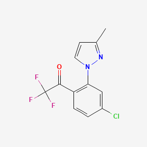molecular formula C12H8ClF3N2O B1593146 1-(4-Chloro-2-(3-methyl-1H-pyrazol-1-yl)phenyl)-2,2,2-trifluoroethanone CAS No. 1125828-30-9