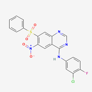 B1593245 7-(benzenesulfonyl)-N-(3-chloro-4-fluorophenyl)-6-nitroquinazolin-4-amine CAS No. 945553-94-6