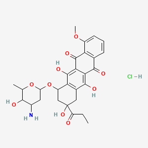 5,12-Naphthacenedione, 10-((3-amino-2,3,6-trideoxy-alpha-L-lyxo-hexopyranosyl)oxy)-7,8,9,10-tetrahydro-6,8,11-trihydroxy-1-methoxy-8-(1-oxopropyl)-, hydrochloride, (8S-cis)-