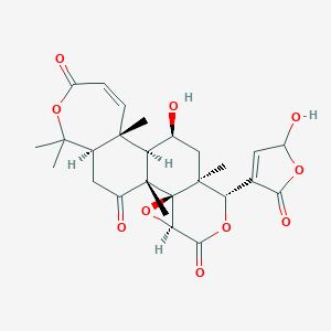 molecular formula C26H30O10 B159433 (1R,2R,4S,7R,8S,10S,11R,12R,18R)-10-Hydroxy-7-(2-hydroxy-5-oxo-2H-furan-4-yl)-1,8,12,17,17-pentamethyl-3,6,16-trioxapentacyclo[9.9.0.02,4.02,8.012,18]icos-13-ene-5,15,20-trione CAS No. 426266-88-8