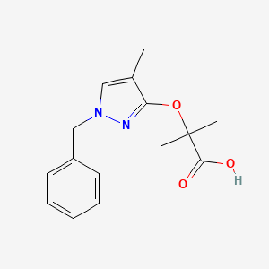 molecular formula C15H18N2O3 B1594383 Propanoic acid, 2-methyl-2-((4-methyl-1-(phenylmethyl)-1H-pyrazol-3-yl)oxy)- CAS No. 68430-08-0