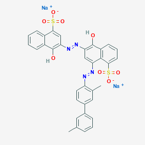 molecular formula C34H24N4Na2O8S2 B1594430 1-Naphthalenesulfonic acid, 4-hydroxy-3-((4'-((1-hydroxy-5-sulfo-2-naphthalenyl)azo)-3,3'-dimethyl(1,1'-biphenyl)-4-yl)azo)-, disodium salt CAS No. 6420-06-0