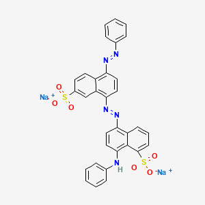 molecular formula C32H21N5Na2O6S2 B1594536 Disodium 8-(phenylamino)-5-((4-(phenylazo)-7-sulphonato-1-naphthyl)azo)naphthalenesulphonate CAS No. 6406-30-0