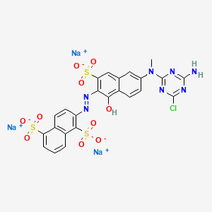 molecular formula C24H15ClN7Na3O10S3 B1594569 Trisodium 2-[[6-[(4-amino-6-chloro-1,3,5-triazin-2-yl)methylamino]-1-hydroxy-3-sulphonato-2-naphthyl]azo]naphthalene-1,5-disulphonate CAS No. 70616-89-6