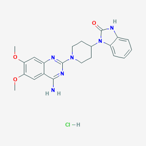 molecular formula C22H25ClN6O3 B159458 2H-Benzimidazol-2-one, 1,3-dihydro-1-(1-(4-amino-6,7-dimethoxy-2-quinaolinyl)-4-piperidinyl)-, monohydrochloride CAS No. 132764-69-3