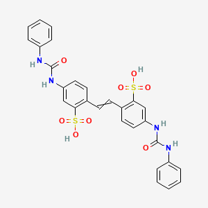 molecular formula C28H24N4O8S2 B1594601 Benzenesulfonic acid, 2,2'-(1,2-ethenediyl)bis[5-[[(phenylamino)carbonyl]amino]- CAS No. 25738-35-6