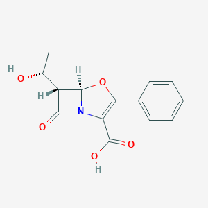 molecular formula C14H13NO5 B159466 6-(1-Hydroxyethyl)-2-phenyl-1-oxa-2-penem-3-carboxylic acid CAS No. 132015-04-4
