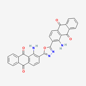 molecular formula C30H16N4O5 B1594786 9,10-Anthracenedione, 2,2'-(1,3,4-oxadiazole-2,5-diyl)bis[1-amino- CAS No. 52591-25-0