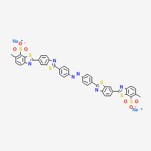 molecular formula C42H24N6Na2O6S6 B1594956 Disodium;6-methyl-2-[2-[4-[[4-[6-(6-methyl-7-sulfonato-1,3-benzothiazol-2-yl)-1,3-benzothiazol-2-yl]phenyl]diazenyl]phenyl]-1,3-benzothiazol-6-yl]-1,3-benzothiazole-7-sulfonate CAS No. 6537-66-2