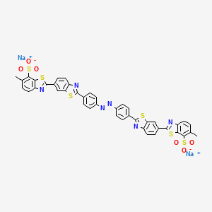 molecular formula C42H26N6O6S6 B1594956 Disodium;6-methyl-2-[2-[4-[[4-[6-(6-methyl-7-sulfonato-1,3-benzothiazol-2-yl)-1,3-benzothiazol-2-yl]phenyl]diazenyl]phenyl]-1,3-benzothiazol-6-yl]-1,3-benzothiazole-7-sulfonate CAS No. 6537-66-2