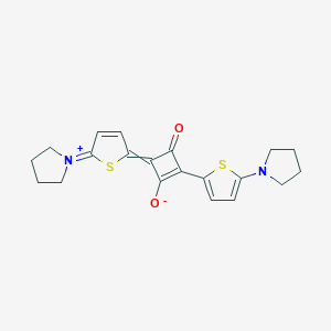 molecular formula C20H20N2O2S2 B159563 3-Oxo-4-(5-pyrrolidin-1-ium-1-ylidenethiophen-2-ylidene)-2-(5-pyrrolidin-1-ylthiophen-2-yl)cyclobuten-1-olate CAS No. 137020-21-4
