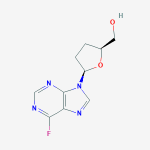 molecular formula C10H11FN4O2 B159581 6-Fluoro-9-(2,3-dideoxy-beta-D-glycero-pentofuranosyl)-9H-purine CAS No. 132194-24-2