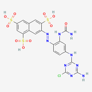 molecular formula C20H16ClN9O10S3 B1595896 7-[[4-[(4-Amino-6-chloro-1,3,5-triazin-2-yl)amino]-2-(carbamoylamino)phenyl]diazenyl]naphthalene-1,3,6-trisulfonic acid CAS No. 35642-64-9
