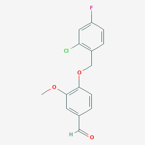 molecular formula C15H12ClFO3 B1596073 4-[(2-Chloro-4-fluorobenzyl)oxy]-3-methoxybenzaldehyde CAS No. 525570-29-0