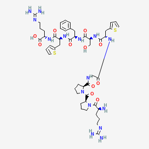 (2S)-2-[[(2S)-2-[[(2R)-2-[[(2S)-2-[[(2S)-2-[[2-[[(2S)-1-[(2S)-1-[(2S)-2-amino-5-(diaminomethylideneamino)pentanoyl]pyrrolidine-2-carbonyl]pyrrolidine-2-carbonyl]amino]acetyl]amino]-3-thiophen-2-ylpropanoyl]amino]-3-hydroxypropanoyl]amino]-3-phenylpropanoyl]amino]-3-thiophen-2-ylpropanoyl]amino]-5-(diaminomethylideneamino)pentanoic acid