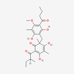 6-[(3-Butanoyl-2,6-dihydroxy-4-methoxy-5-methylphenyl)methyl]-3,5-dihydroxy-4,6-dimethyl-2-(2-methylbutanoyl)cyclohexa-2,4-dien-1-one