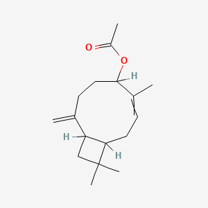 molecular formula C17H26O2 B1596394 Bicyclo[7.2.0]undec-3-en-5-ol, 4,11,11-trimethyl-8-methylene-, acetate CAS No. 32214-91-8