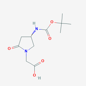 molecular formula C11H18N2O5 B159641 (S)-(4-N-Boc-Amino-2-oxo-pyrrolidin-1-yl)-acetic acid CAS No. 135415-24-6
