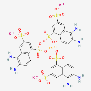 molecular formula C30H24FeK3N6O18S6 B1596574 Tripotassium; 5,6-diaminonaphthalene-1,3-disulfonate; iron(3+) CAS No. 85187-44-6