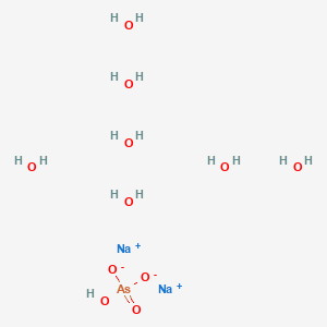 molecular formula Na2HAsO4. 7H2O<br>AsHNa2O4<br>HNa2AsO4<br>AsH15Na2O11 B159668 Sodium arsenate heptahydrate CAS No. 10048-95-0