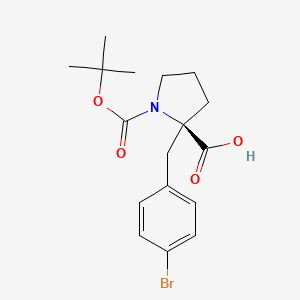 molecular formula C17H22BrNO4 B1596916 (R)-2-(4-Bromobenzyl)-1-(tert-butoxycarbonyl)pyrrolidine-2-carboxylic acid CAS No. 706806-75-9
