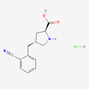 molecular formula C13H15ClN2O2 B1596919 (2S,4R)-4-(2-Cyanobenzyl)pyrrolidine-2-carboxylic acid hydrochloride CAS No. 1049743-86-3