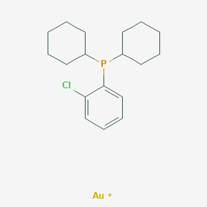molecular formula C18H26AuClP+ B159700 Chloro(dicyclohexylphenylphosphine)gold(I) CAS No. 134535-05-0