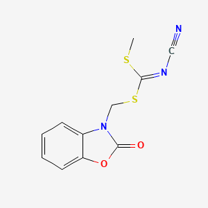 [Methylsulfanyl-[(2-oxo-1,3-benzoxazol-3-yl)methylsulfanyl]methylidene]cyanamide