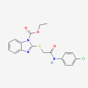 Ethyl 2-[(4-chlorophenylcarbamoyl)methylthio]-1H-benzo[d]imidazole-1-carboxylate