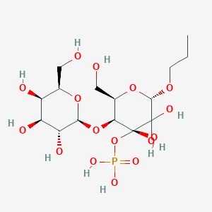 molecular formula C15H29O16P B159718 [(2S,4R,5S,6R)-3,3,4-trihydroxy-6-(hydroxymethyl)-2-propoxy-5-[(2S,3R,4S,5R,6R)-3,4,5-trihydroxy-6-(hydroxymethyl)oxan-2-yl]oxyoxan-4-yl] dihydrogen phosphate CAS No. 133268-59-4