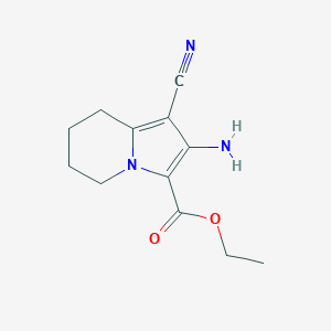 molecular formula C12H15N3O2 B159725 Ethyl 2-amino-1-cyano-5,6,7,8-tetrahydroindolizine-3-carboxylate CAS No. 132994-04-8