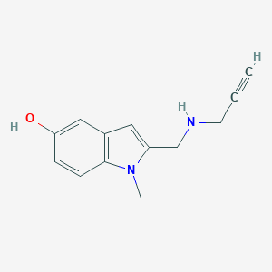 molecular formula C13H14N2O B159730 2-(N-(2-Propynyl)-aminomethyl)-1-methyl-5-hydroxyindole CAS No. 133681-83-1